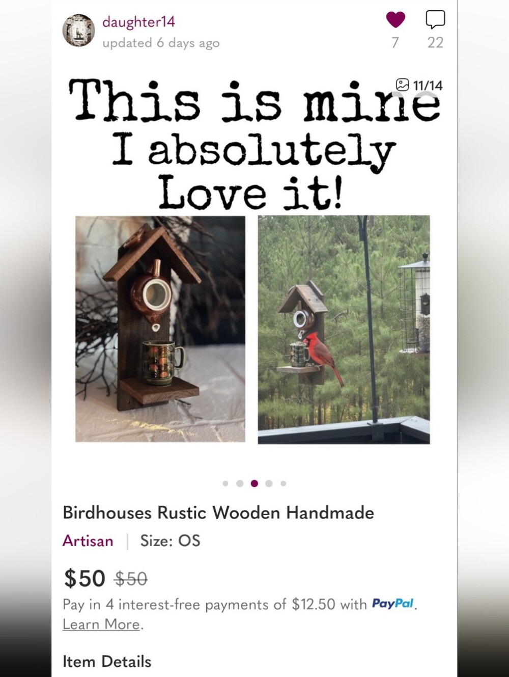 Rustic Wooden Handmade Bird Feeder "Down The Rabbits Hole" - Picture 16 of 16